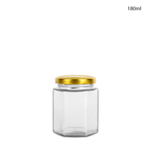 Clear Hexagonal Glass Jars with Gold Cap 100ml (120Pcs/Ctn)